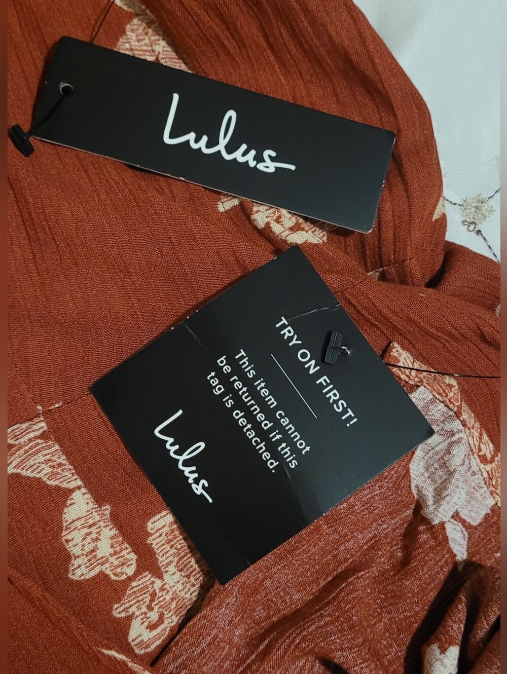 NWT Lulus Heart of Marigold Rust Red Floral Print Wrap Maxi Dress Size Medium - Picture 10 of 14
